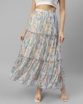 women printed flared skirt