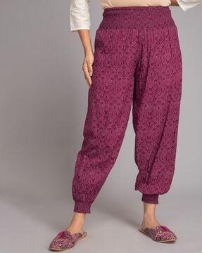 women printed flared trousers