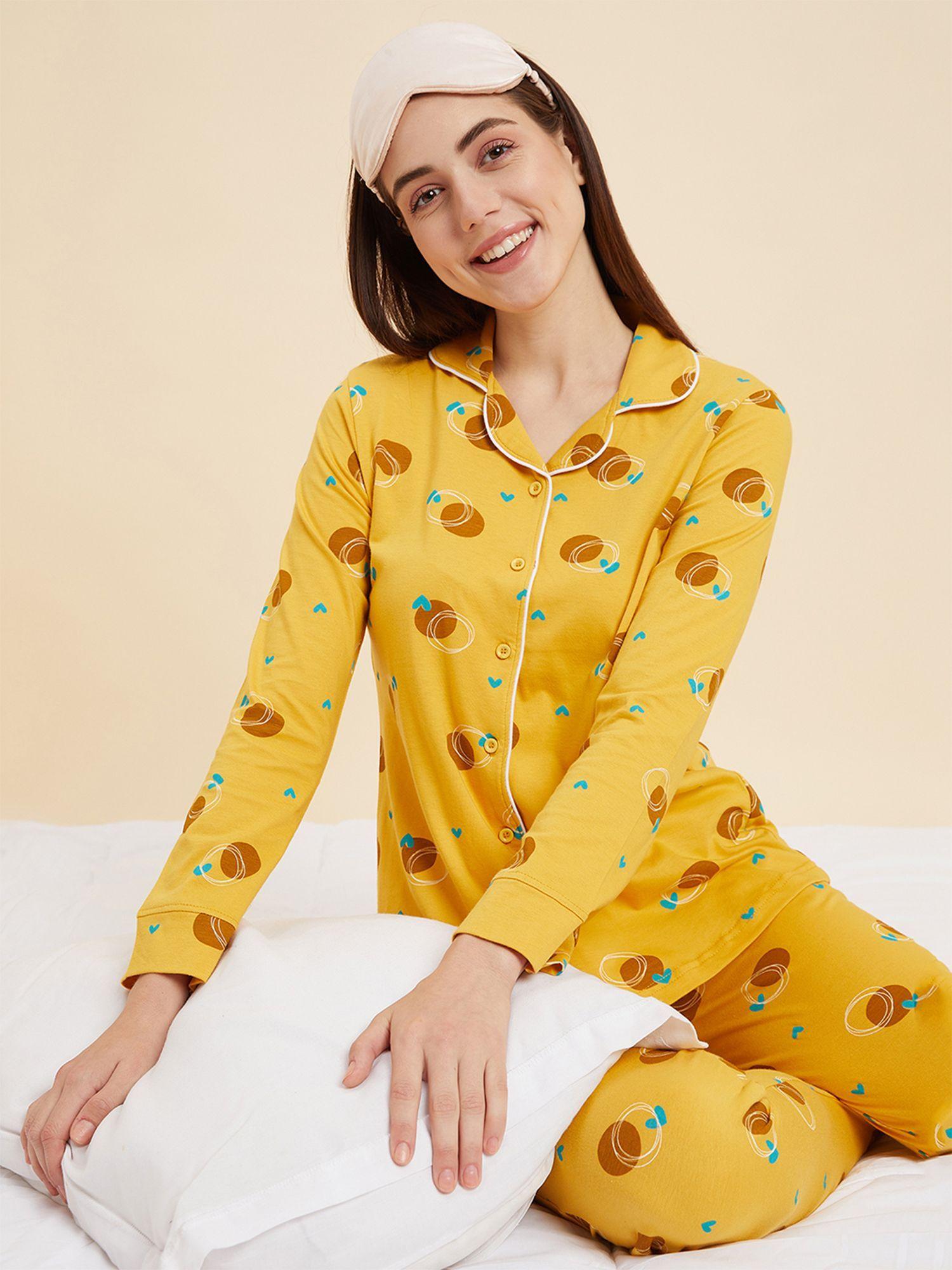 women printed full sleeves pyjama (set of 2)