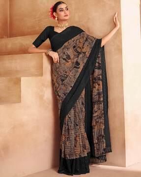 women printed georgette saree