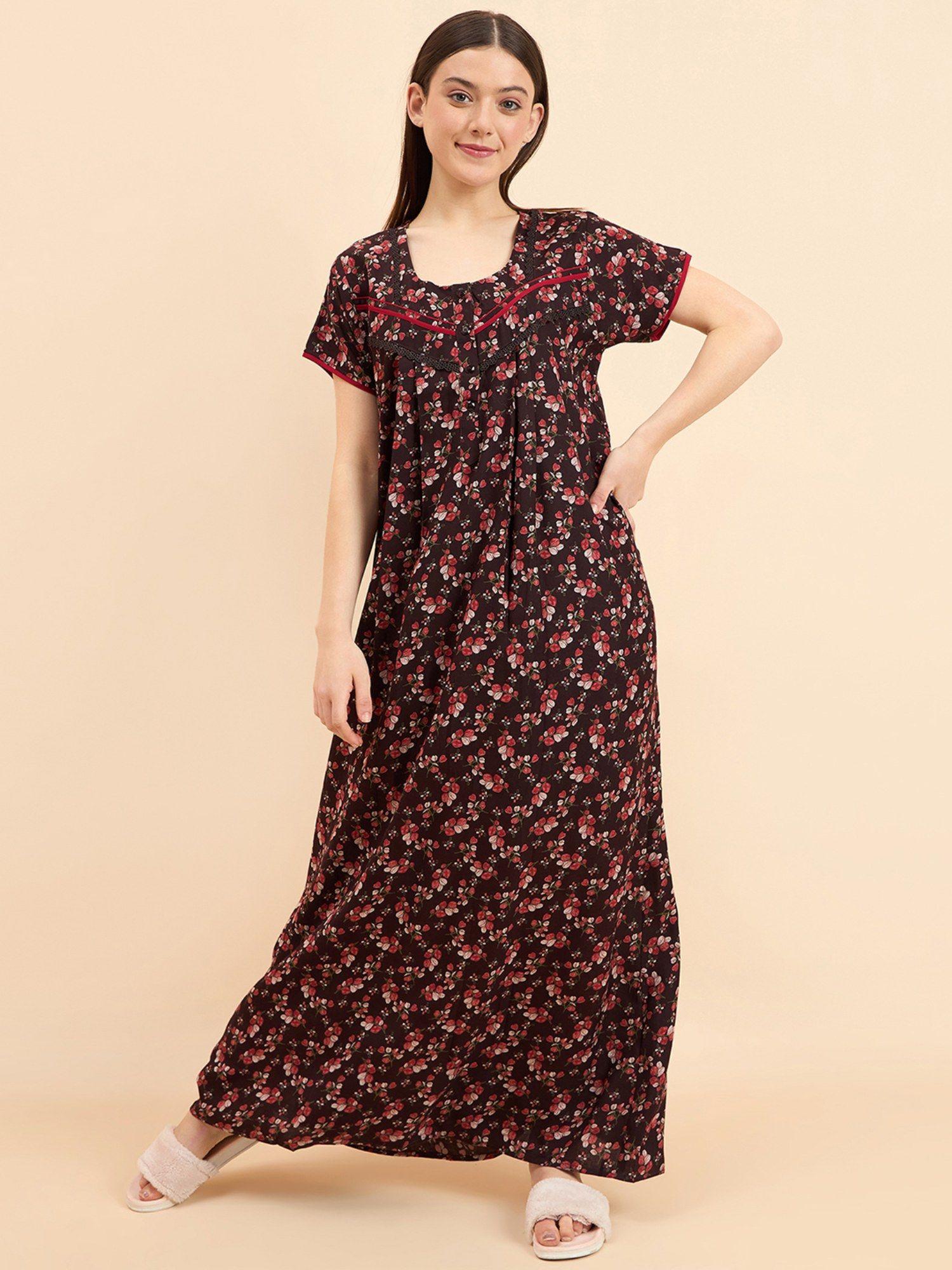 women printed half sleeves nightdress