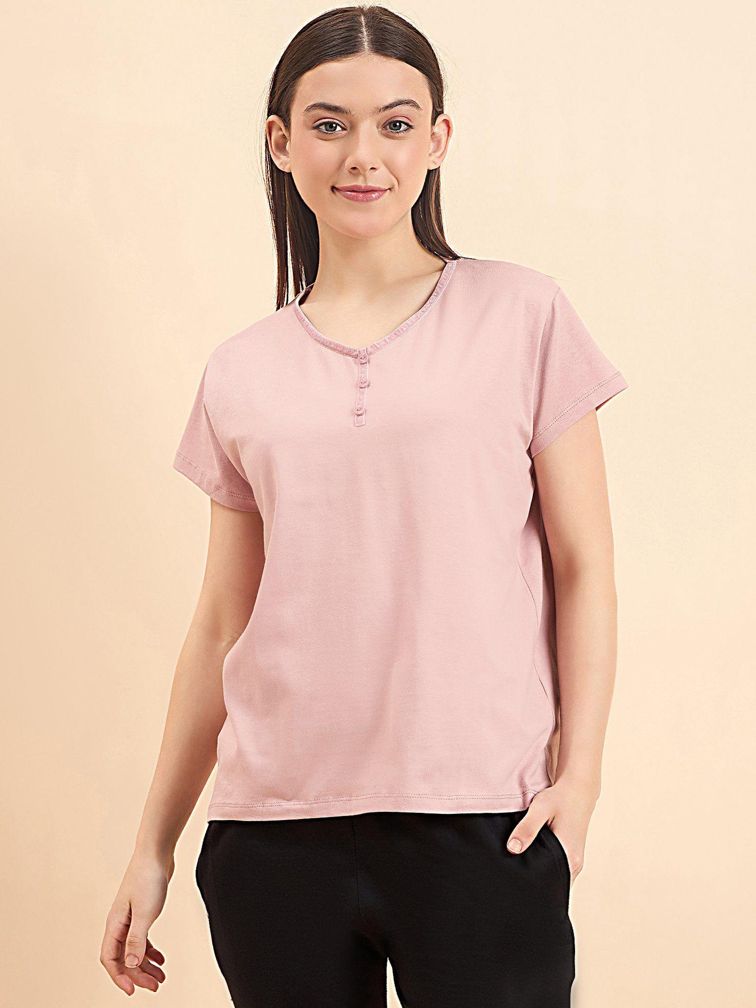 women printed half sleeves t-shirt - pink