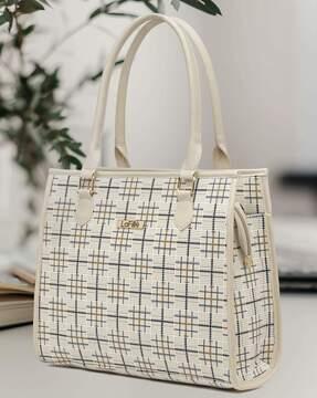 women printed handbag with zip-closure