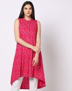 women printed high-low a-line kurta