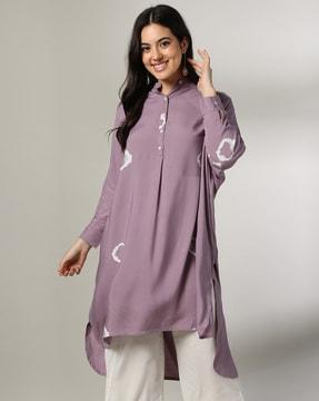 women printed high-low straight kurta