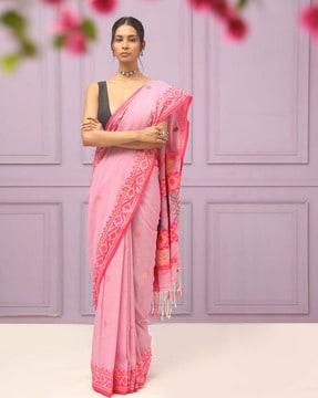 women printed jamdani saree