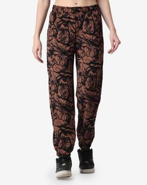 women printed joggers with elasticated waist