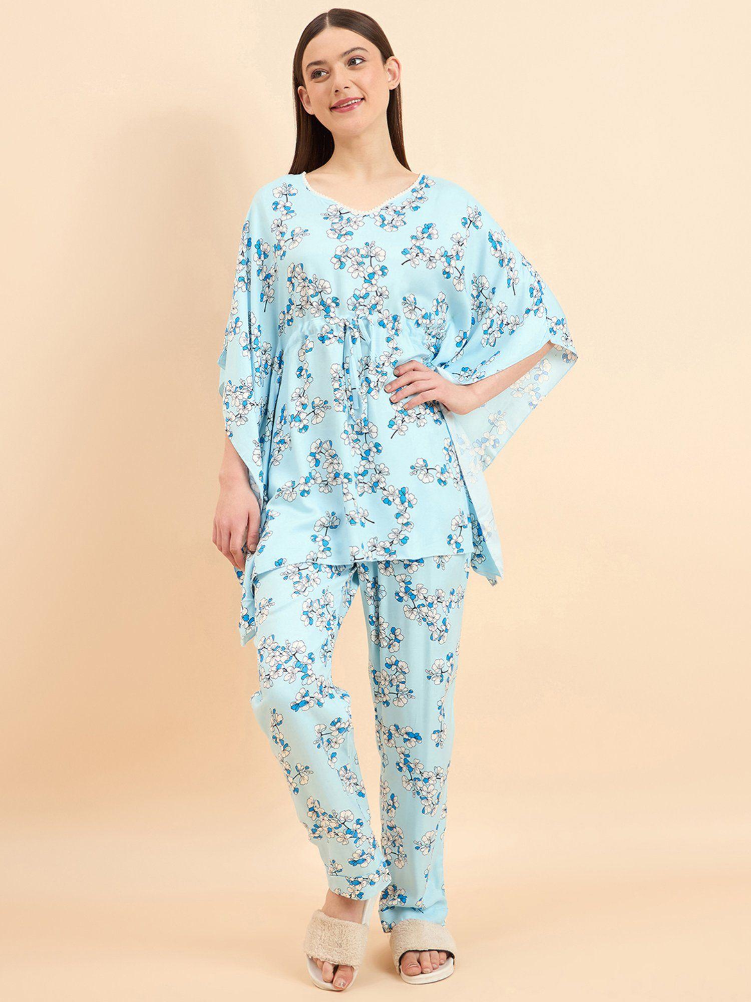 women printed kaftan and pyjama ( set of 2)