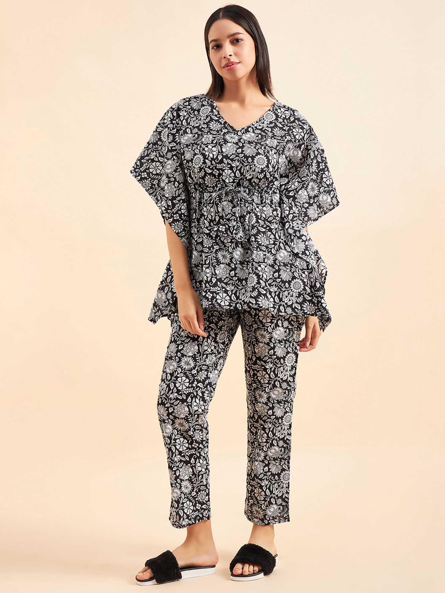 women printed kaftan pyjama (set of 2)