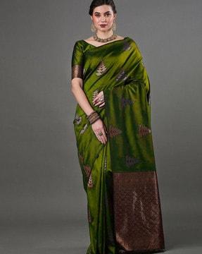 women printed kanjeevaram silk saree