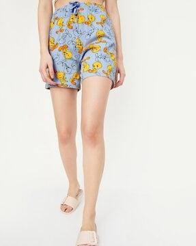 women printed knit shorts