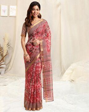 women printed kota doria saree