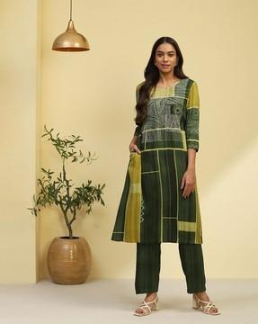 women printed kurta & palazzos set