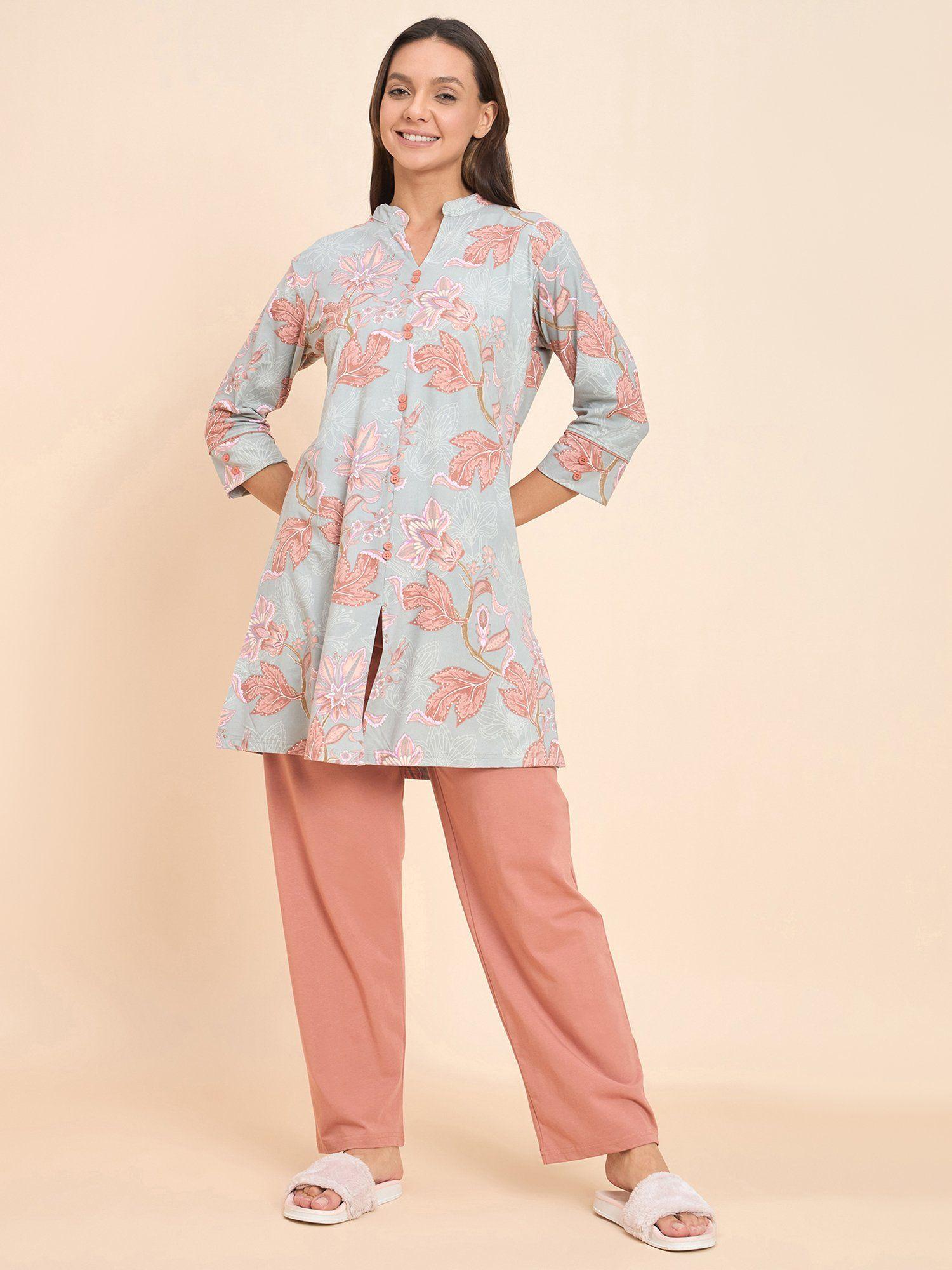 women printed kurta and pyjama ( set of 2)