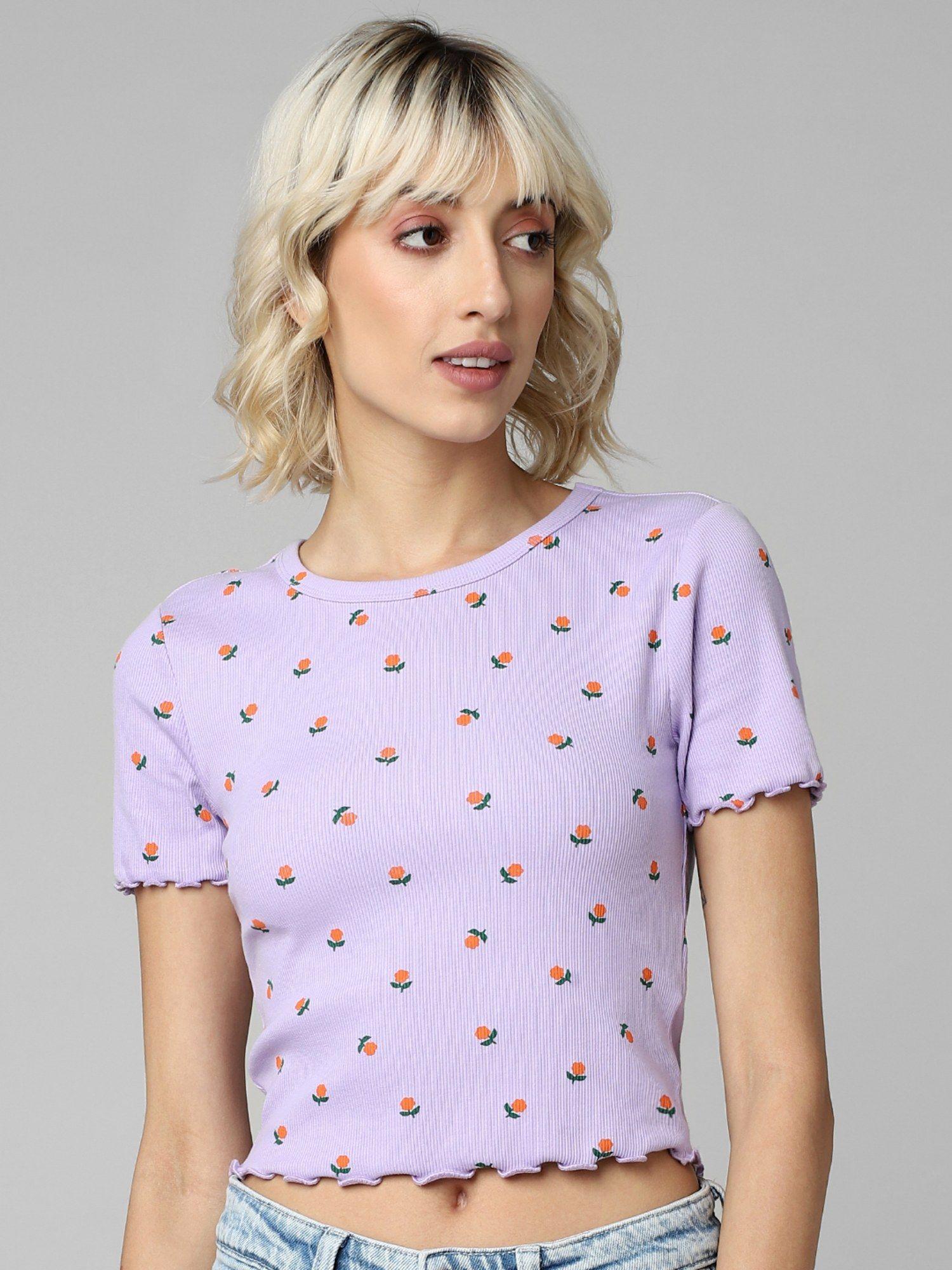 women printed lavender top (xs)