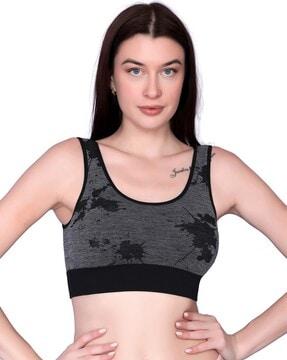 women printed lightly padded sports bra