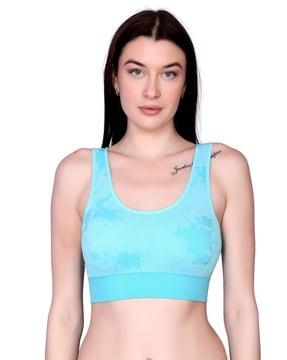 women printed lightly padded sports bra