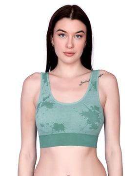 women printed lightly padded sports bra