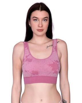 women printed lightly padded sports bra