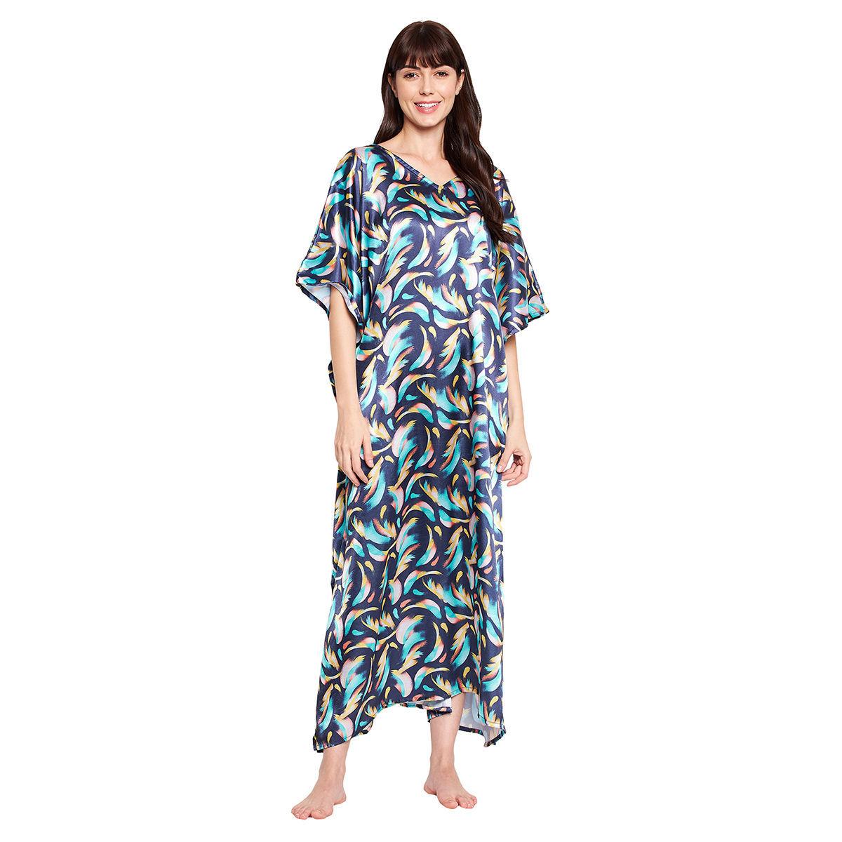 women printed long kaftan cover up dress multi-color