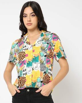 women printed loose fit shirt