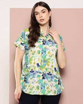 women printed loose fit shirt