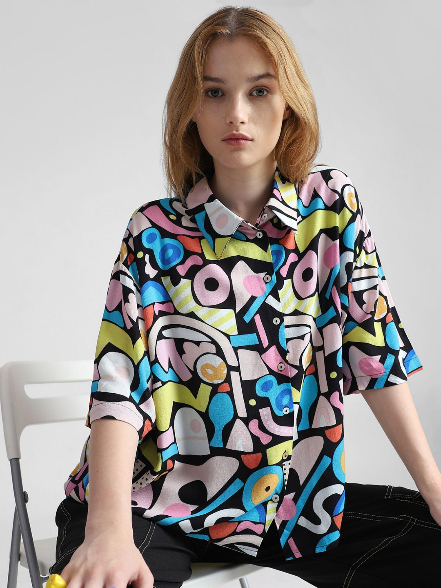 women printed multi-color shirt