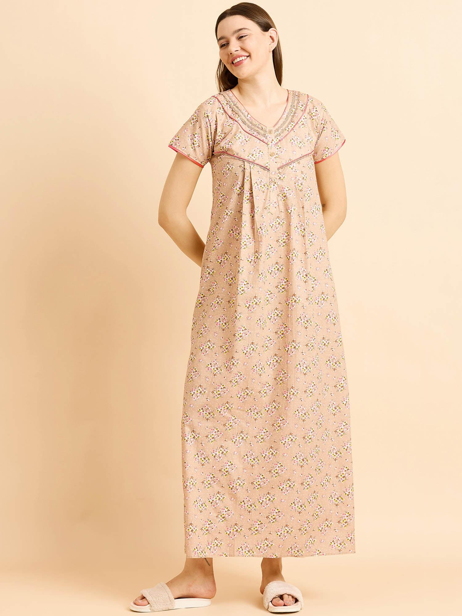 women printed night dress