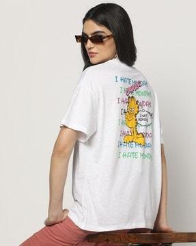 women printed oversized fit crew-neck t-shirt