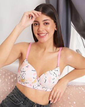 women printed padded full cup underwired t-shirt bra