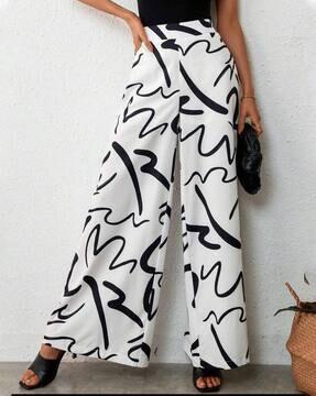 women printed palazzos with elasticated waist
