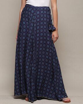 women printed palazzos with tie-up