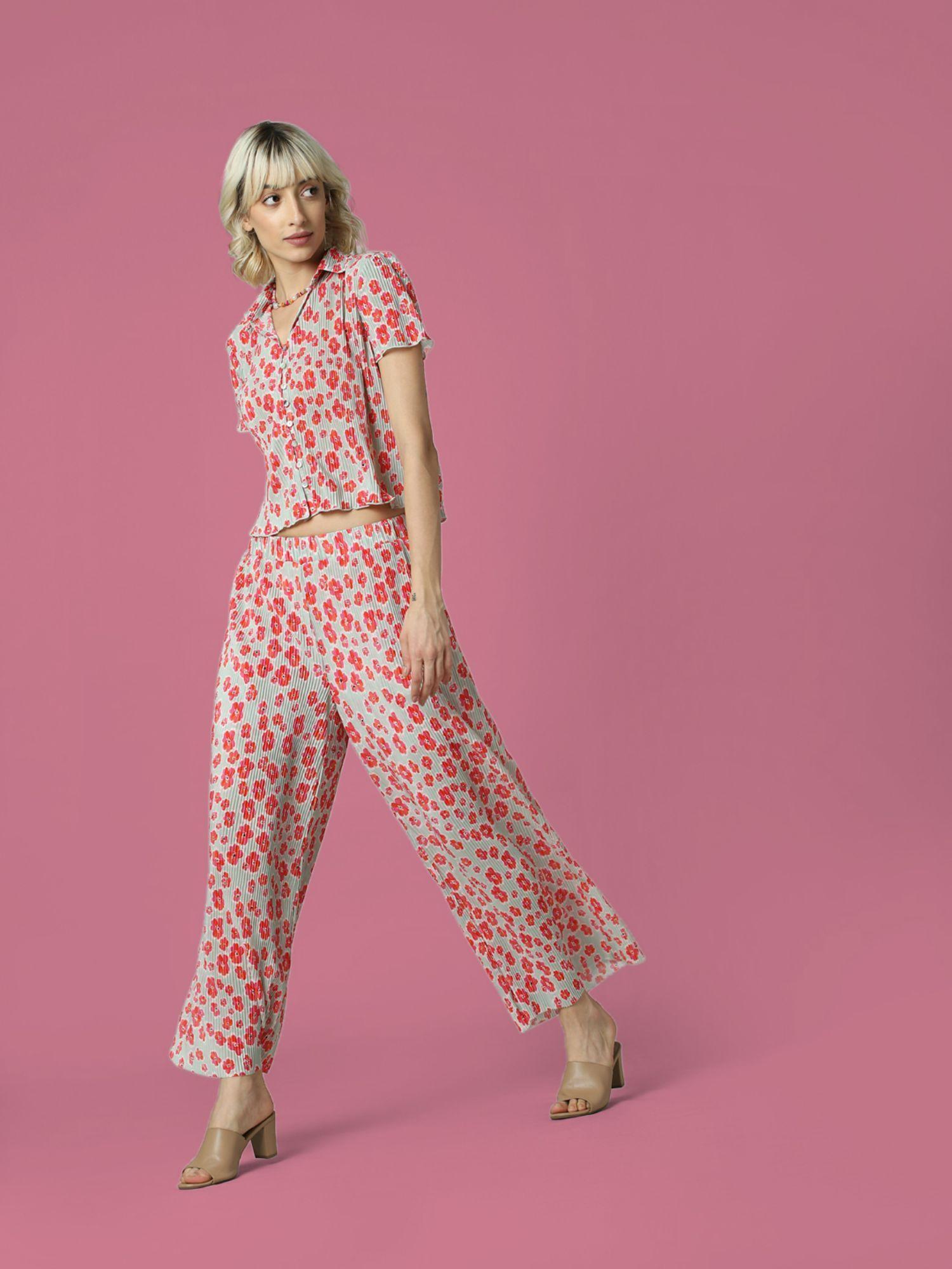 women printed pink pant