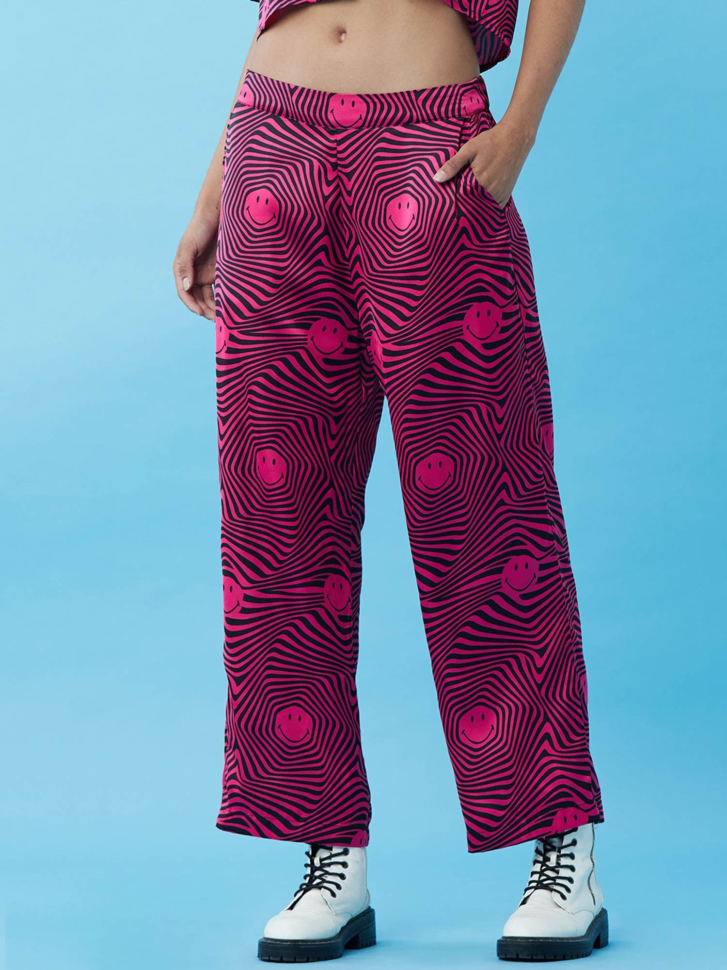 women printed pink trouser