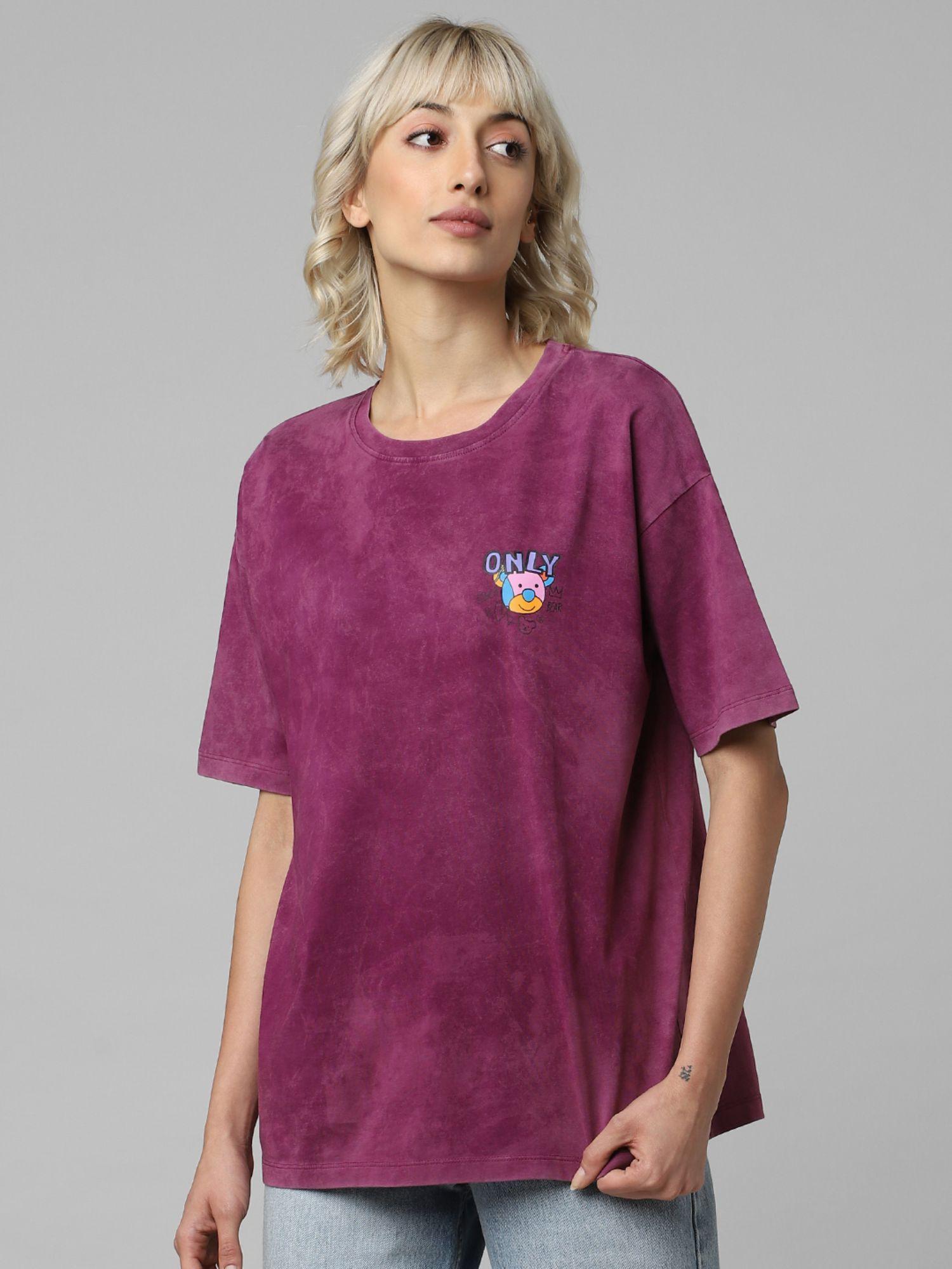 women printed purple t-shirt