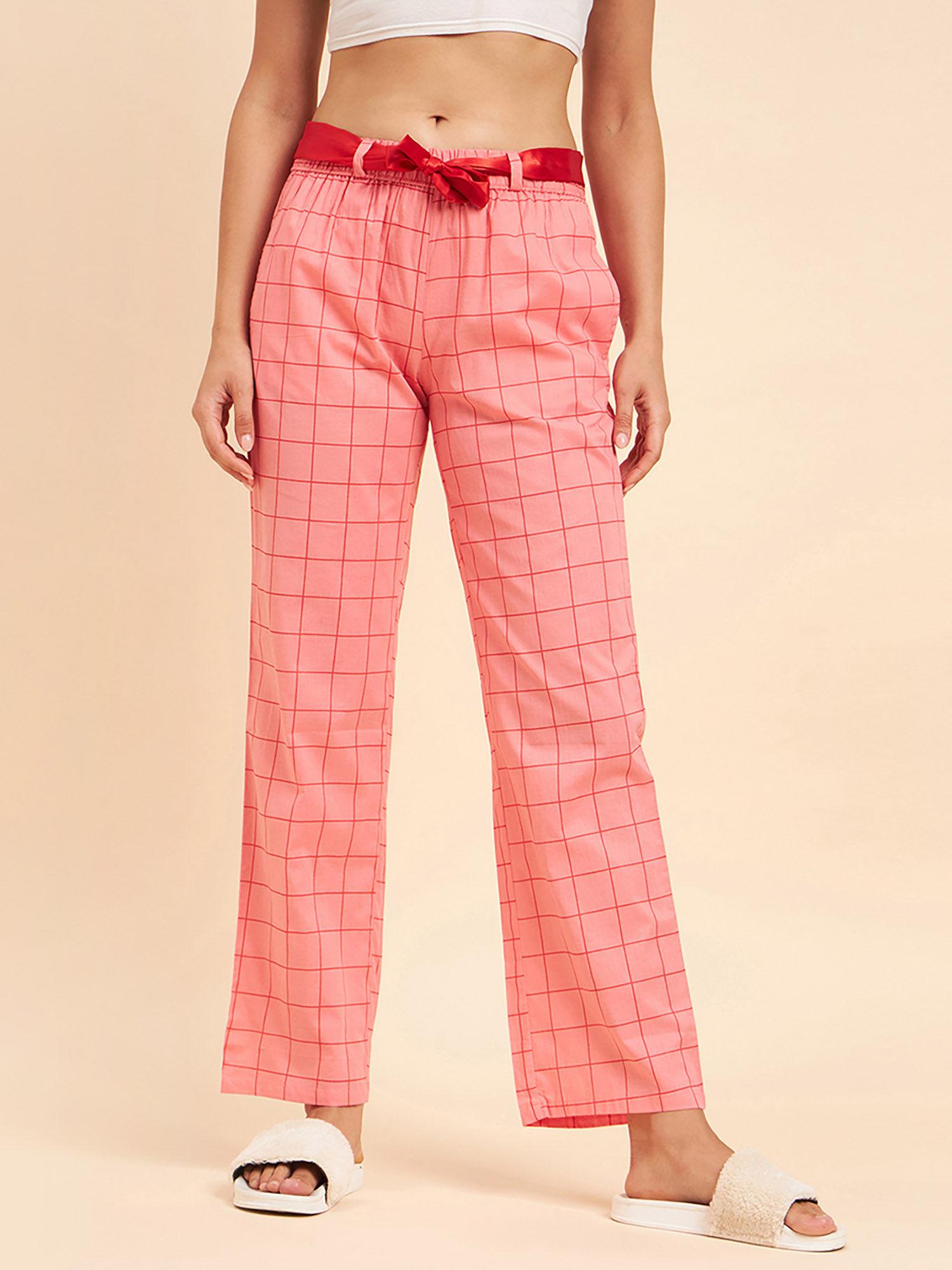 women printed pyjama - pink