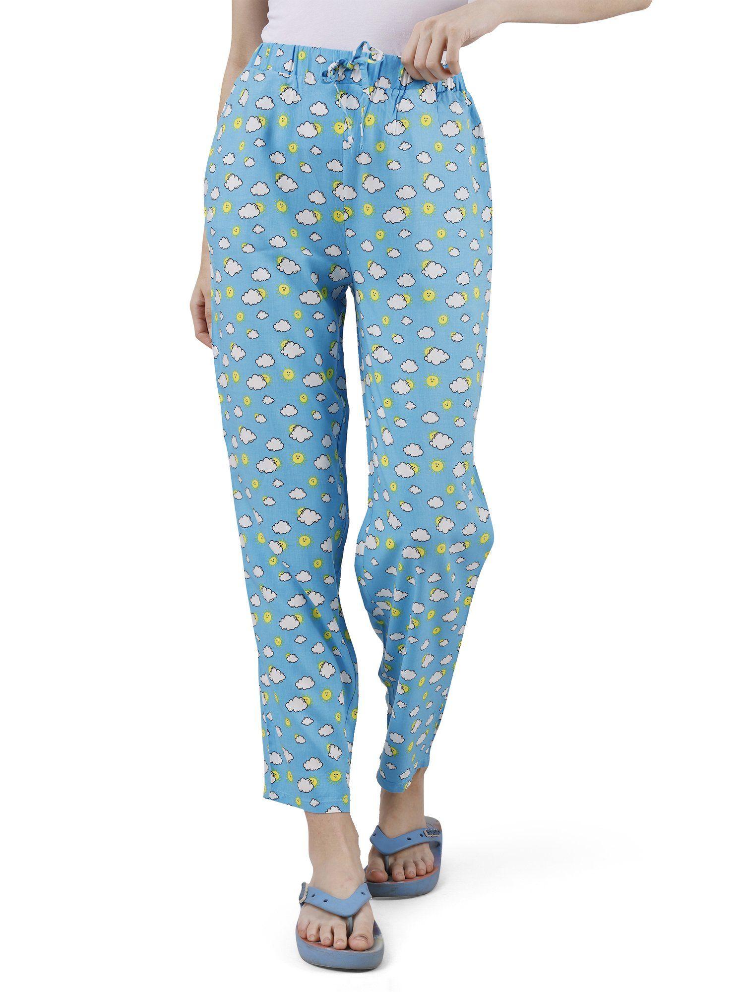 women printed pyjama with pockets