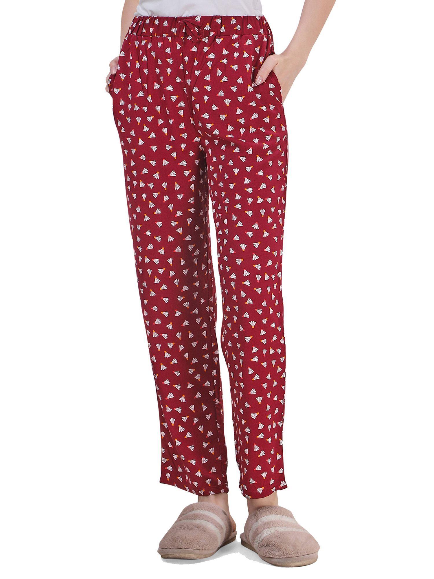 women printed pyjama with pockets