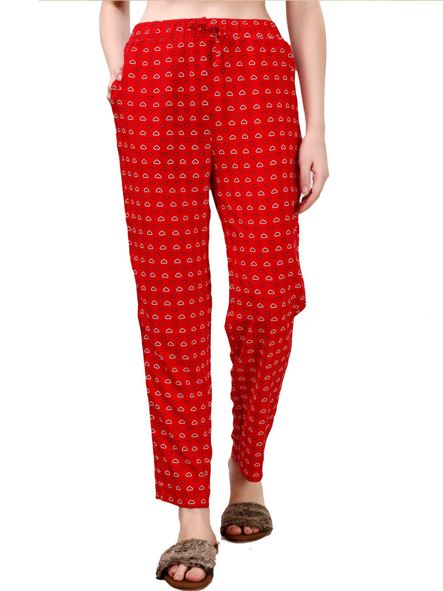 women printed pyjama with pockets