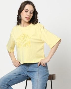 women printed regular fit crew-neck t-shirt