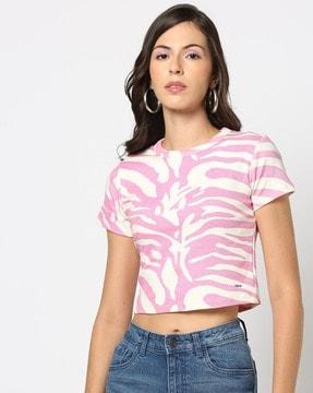 women printed regular fit crew-neck t-shirt