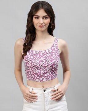 women printed regular fit crop top