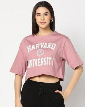 women printed regular fit crop top