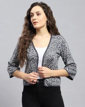 women printed regular fit front-open shrug