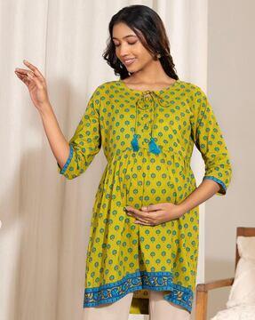 women printed regular fit maternity tunic