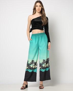 women printed regular fit palazzo