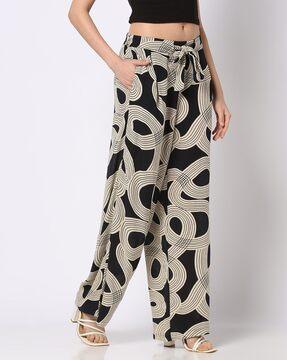 women printed regular fit palazzos