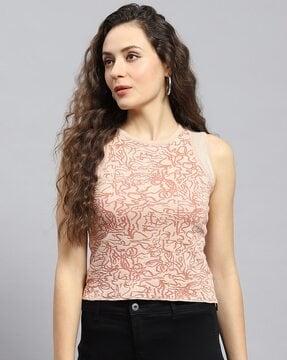 women printed regular fit round-neck top