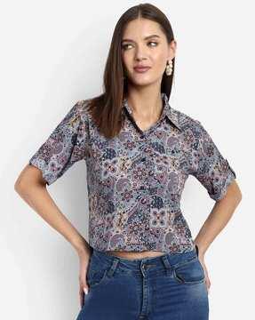 women printed regular fit shirt