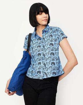 women printed regular fit shirt